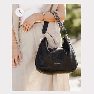 Louenhide Black Hobo Bag with Leopard Strap